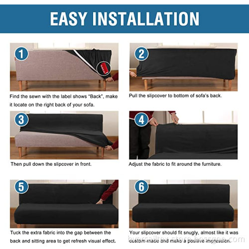Velvet Futon Cover Armless Bäddsoffa